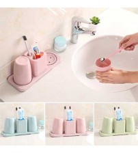 Creative Toothbrush Holder Washing Set Double Gargle Cup Toothbrush Stand Couple Toothpaste Holder Bathroom Shelf